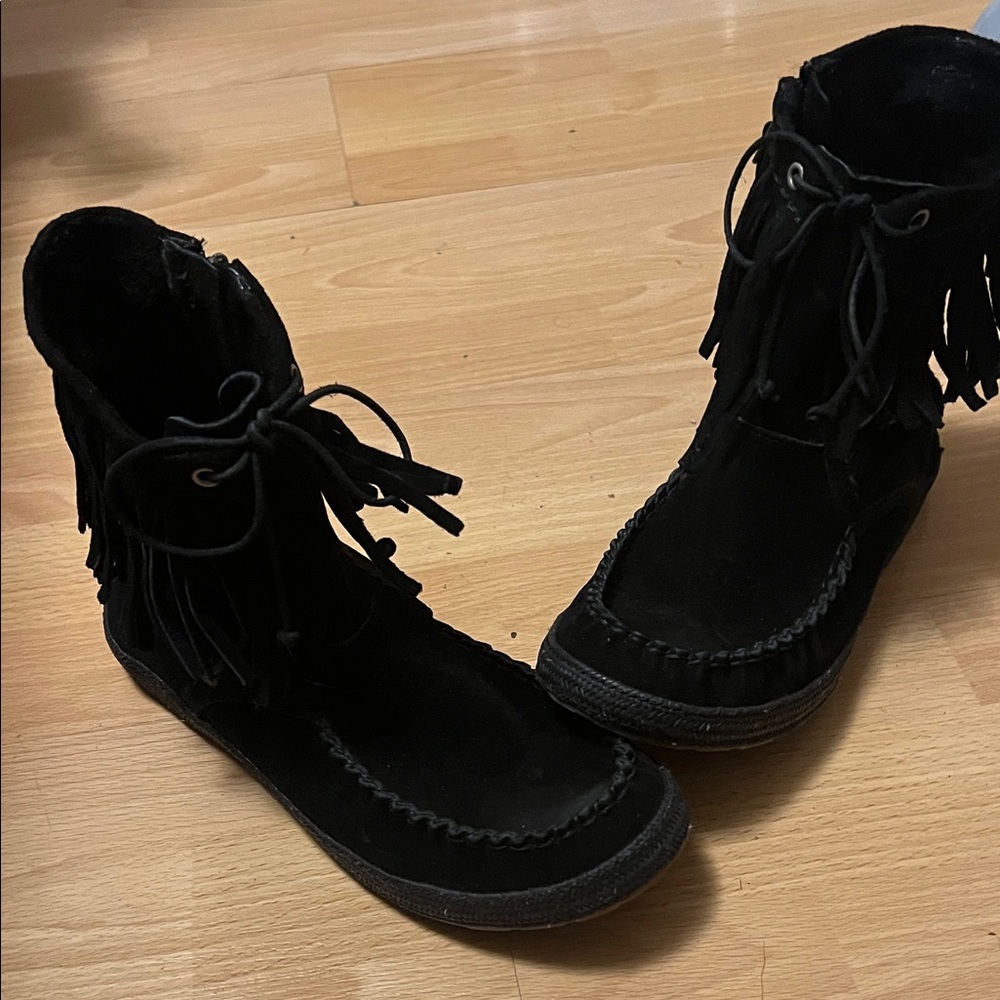 UGG Black Fringe Suede Boots